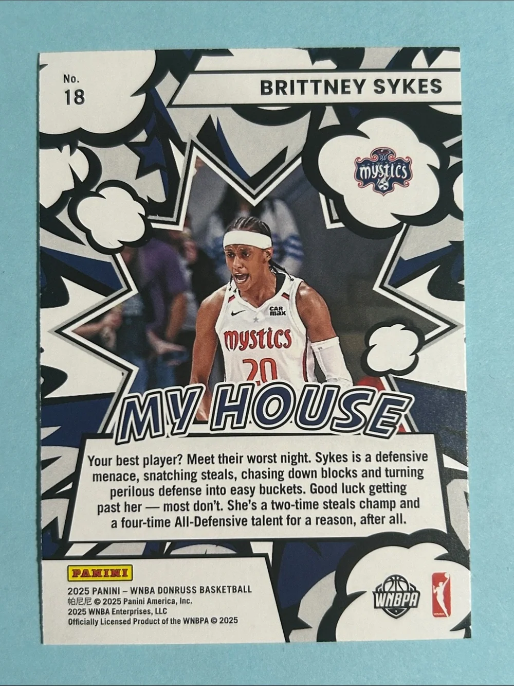 Brittney Sykes, Washington Mystics 2025 Panini WNBA My House Card #18